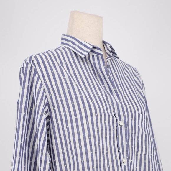 NWT GRAYSON for ANTHROPOLOGIE The Hero Buttondown Shirt Blue Stripe Size M 03 - Picture 5 of 10